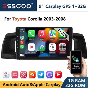 Apple Carplay Android 14 Car GPS Stereo Radio 32G For Toyota Corolla 2003-2008 - Picture 1 of 13