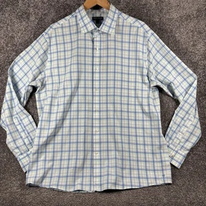 Peter Millar Crown Crafted Shirt Mens XL White Blue Green Plaid Performance - Picture 1 of 7