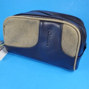 Columbia Kit de Viaje Marrón Lona Cuero Artículos de Aseo Afeitado Dopp Bolsa de Viaje de Negocios - Imagen 1 de 14