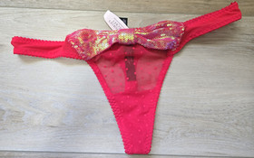 NWT Vintage Victoria's Secret Sexy Little Things Red Thong Panties Sequin Bow M