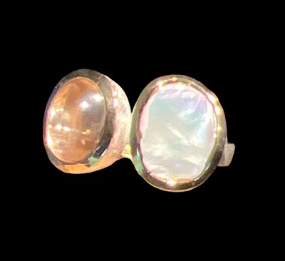 Gold Turmalin mit Barock Perle Ring in Silber mit teilvergoldeter Fassung - Bild 1 von 4