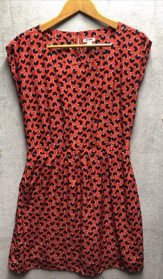 Vestido Antiguo Azul Marino Talla Grande Rojo Azul Corazones Sin Mangas Forrado Foto 1 de 4