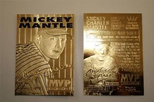Tarjeta de oro de 23 quilates Mickey Mantle 1996 3 veces Jugador Más Valioso de los Yankees de Nueva York casi nueva-como nueva * Bogo * - Imagen 1 de 2