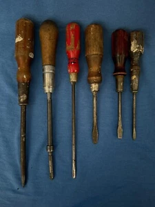 Vintage Lot of Wood-Handled Screwdrivers - Antique Tools - Garage Collectibles - Picture 1 of 23