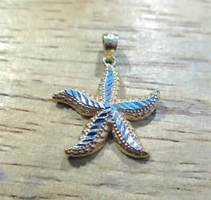19MM 2-TONE 14K YELLOW GOLD DIAMOND CUT DC HAWAIIAN SEA STAR STARFISH PENDANT - Picture 1 of 8
