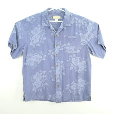 Boca Classics Island Wear Mens Blue Hybiscus Pattern Silk Casual Shirt Size L - Image 1 of 4