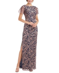 JS Collections Floral Embroidered Cocktail Dress Blue Multi Size 12 - Picture 1 of 1