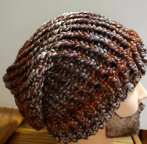 Warm & Soft Deep Fall Multi-colors Mix Wool Blend Hand Knit 100% Handmade Slouch - Picture 1 of 4