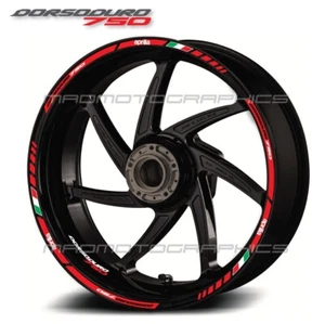 Motorrad Rad Felgenaufkleber APRILIA DORSODURO 750 Laminiert Streifen Rot - Picture 1 of 2