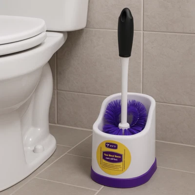 Toilet Bowl Brush Set with Rim Cleaner & Holder - Toilet Bowl Cleaning System - Image 1 of 4