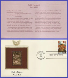 USA2 #3086 U/A RÉPLICA DORADA FDC Pecos Bill Folk Heroes - Imagen 1 de 1