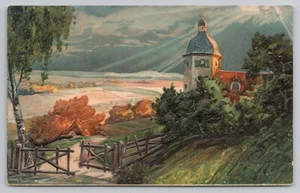 Postal artística en relieve de escena de granja a través de la luz del sol - Imagen 1 de 2