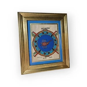 Gold Frame Scorpio Wall Art Urban Modern Home Decor Egyptian Astrology Signed - Picture 1 of 13