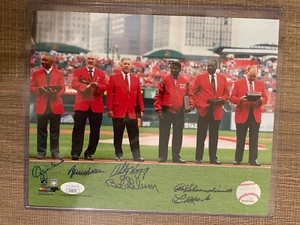 St. Louis Cardinals Red Jackets Signed 8x10 Photo 6 HOFs Gibson Brock +4 JSA COA - Picture 1 of 1