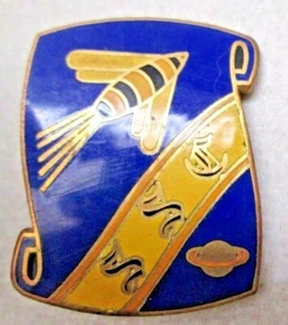 Vintage Pin SSC or DSS Spaceship Saturn Planet Scroll Enamel Brass Help??? - Picture 1 of 4