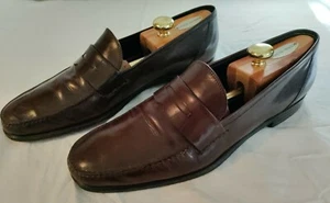 Men Paul Stuart Burgundy Slip On Penny Loafer Shoe Size 13 M Italy Handmade MINT - Picture 1 of 12