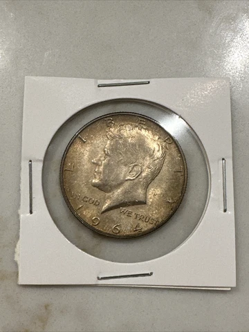 1964 Kennedy Half Dollar 90% Silver, Cool Toning Cover
