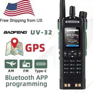 Walkie Talkie UV-32 10W GPS, FM, AIR BAND, VHF, UHF, NOOA GREEN 1000 CHANNELS - Picture 1 of 18