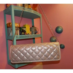 Vintage Quilted Silver Lame Purse evening bag cocktail pinup retro glam - Picture 1 of 10
