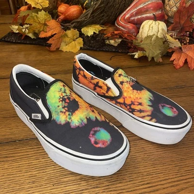 Zapatos para mujer Vans clásicos sin cordones plataforma paradójicos tie dye negros talla 8,5 Foto 1 de 4
