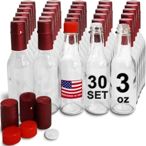 3 Unzen heiße Saucenflaschen, leere Klarglas Woozy Flaschen mit Schrumpfkapseln, SMA - Bild 1 von 12