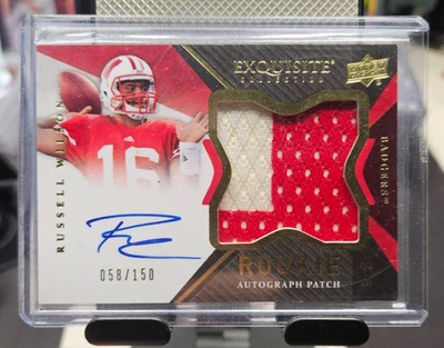 Exquisito autógrafo de novato Russell Wilson 2008 parche de 2 colores RPA Go Badgers🔥 Foto 1 de 2