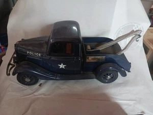 Jim Beam Ford Model A Police Tow Truck Decanter Blue Empty 14" Vintage Whiskey - Picture 1 of 4
