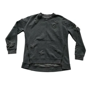 Joe's Collection Damen Distressed Sweatshirt Gr. S grau Seitenreißverschluss Grunge Rebel Y2K - Bild 1 von 10
