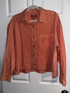 C&C California Utility Jacket Sz Large Salmon Button Front 100% Cotton EUC - Picture 1 of 5