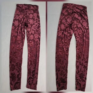 Free People Intimately S Bet On It Sheer Burnout Velvet Leggings Rio Vino Red - Picture 1 of 8