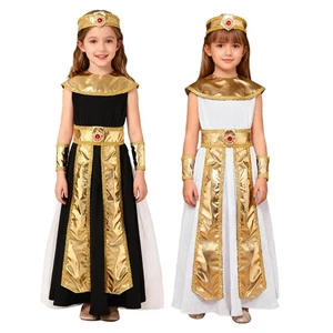 Niñas Antiguo Egipto Reina Romana Cleopatra Toga Vestido Real Egipcio Princesa Conjunto - Imagen 1 de 23