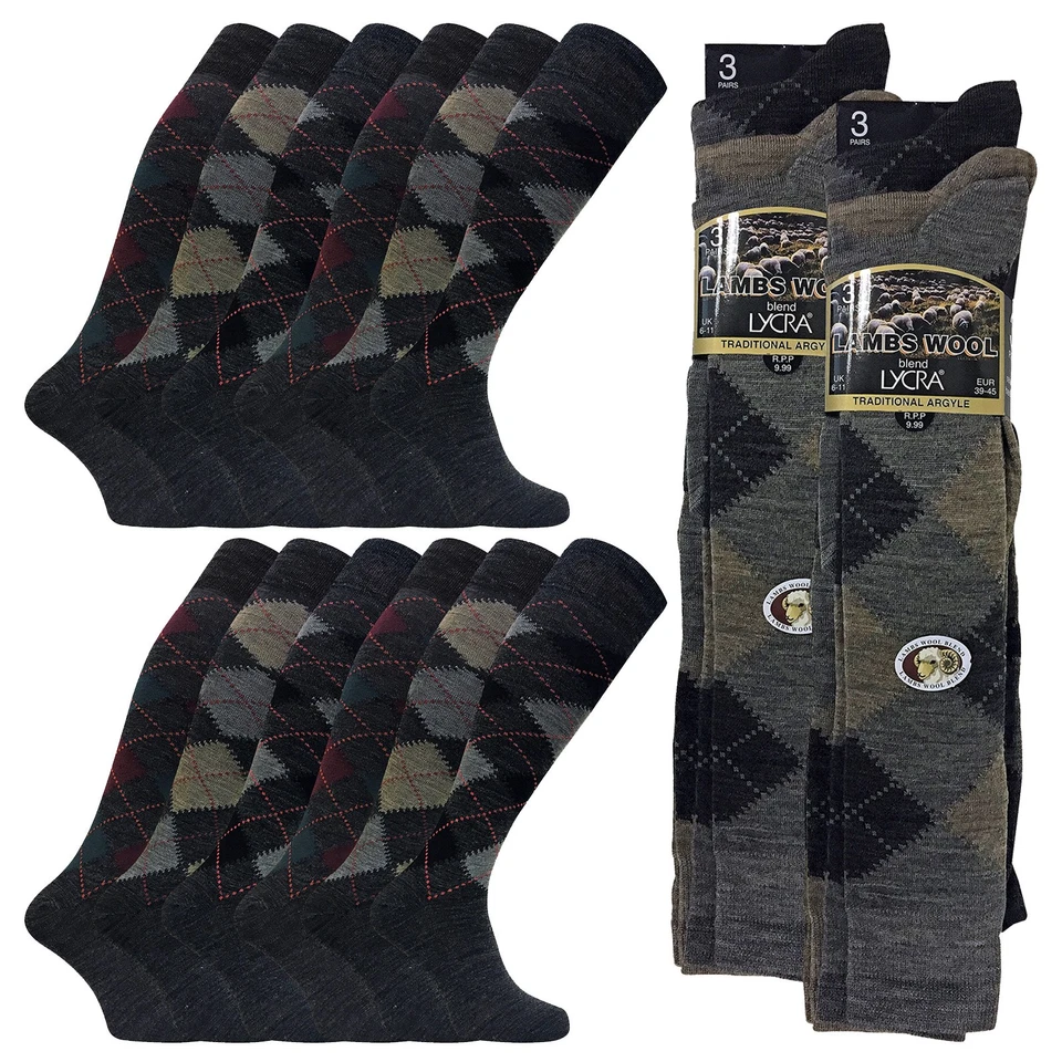 12 pares de calcetines suaves de lana de cordero con estampado de panal para hombre Foto 1 de 1