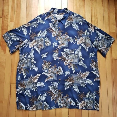 Camisa hawaiana Island Shores azul floral manga corta abotonada para hombre talla XXL Foto 1 de 4
