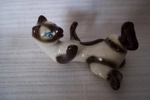 GATTO/GATTINO SIAMESE GIOCOSO VINTAGE - OCCHI DI STRASS BLU - Foto 1 di 2