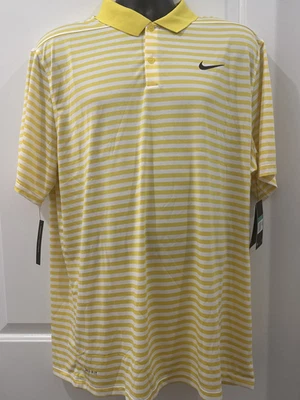Nike Golf Dri-FIT Polo Shirt Mens XL Yellow Stripe Polyester 891239-703 Golf Top - Image 1 of 4