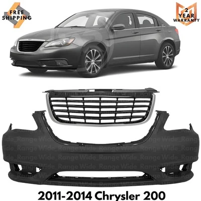 Front Bumper Cover Paintable & Grille Assembly Kit For 2011-2014 Chrysler 200 Foto 1 de 4