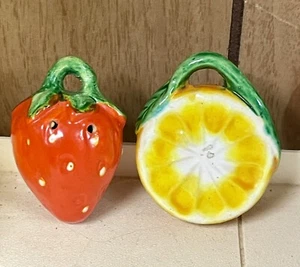 Shaker sale e pepe fragola arancione da appendere vintage metà secolo Giappone - Foto 1 di 6