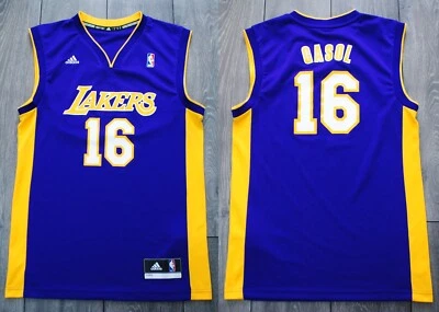 LOS ANGELES LAKERS #16 PAU GASOL ADIDAS JERSEY SHIRT MEN SIZE S TANK PURPLE 2013 - Image 1 of 4