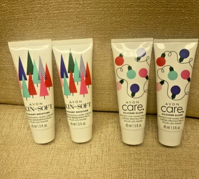 Avon Holiday Print SSS Guanto Silicone Idratante e Cura Radiante Crema Mani Lotto 4 - Immagine 1 di 4