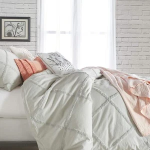Peri Home Chenille Lattice 100% Cotton 3-Piece Solid Color Comforter, Full/Qu... - Picture 1 of 6