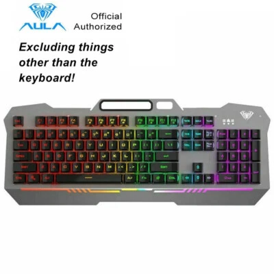AULA F3010 Backlight USB Wired Gaming Keyboard 104 Keys With Phone Holder - Image 1 of 4