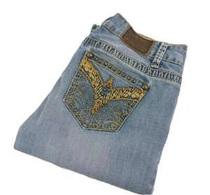 Adiktd Jeans Size 4 Embroidered Studded Womans Western Blue 28x32 - Picture 1 of 17