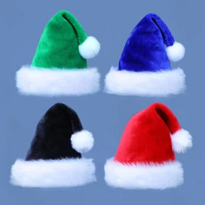 4pcs Plush Christmas Hat for Adults and Kids Unisex Thickness Santa Claus Cap - Picture 1 of 20