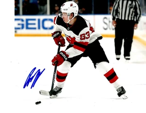 NEW JERSEY DEVILS JESPER BRATT SIGNED WHITE JERSEY 8X10 - Picture 1 of 1