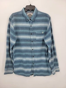 Ripcurl Flannel Shirt Mens Large Blue Stripe Long Sleeve Button Up Outdoor - Picture 1 of 8