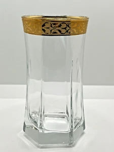 Lorren Venezia Gold Banded Tumbler CRZ9 Six Sided Base Multi-sided 5 5/8" - Picture 1 of 7