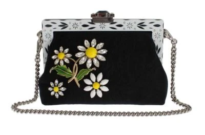 NWT $2,700 DOLCE & GABBANA Bag Purse VANDA Black Brocade Floral Crystal Clutch - Image 1 of 4