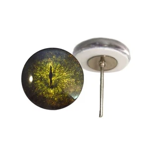 Paar dunkelgrüne Krokodil Glasaugen auf Draht Pin Pfosten Herstellung Nadelfilz - Bild 1 von 4