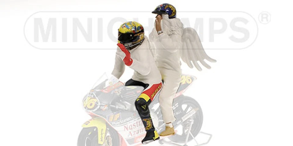 Minichamps FIGURINE VALENTINO ROSSI + ANGEL GP 250 RIO WORLD CHAMPION 1999 1:12 - Image 1 of 1