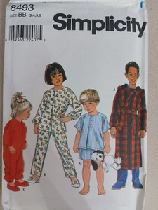 Simplicity Pattern 8493 Toddler Child Pajamas Bath Robe Sizes 3 4 5 6 - Picture 1 of 2